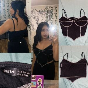 SHEIN Black and White Contrast Stitch Bandeau